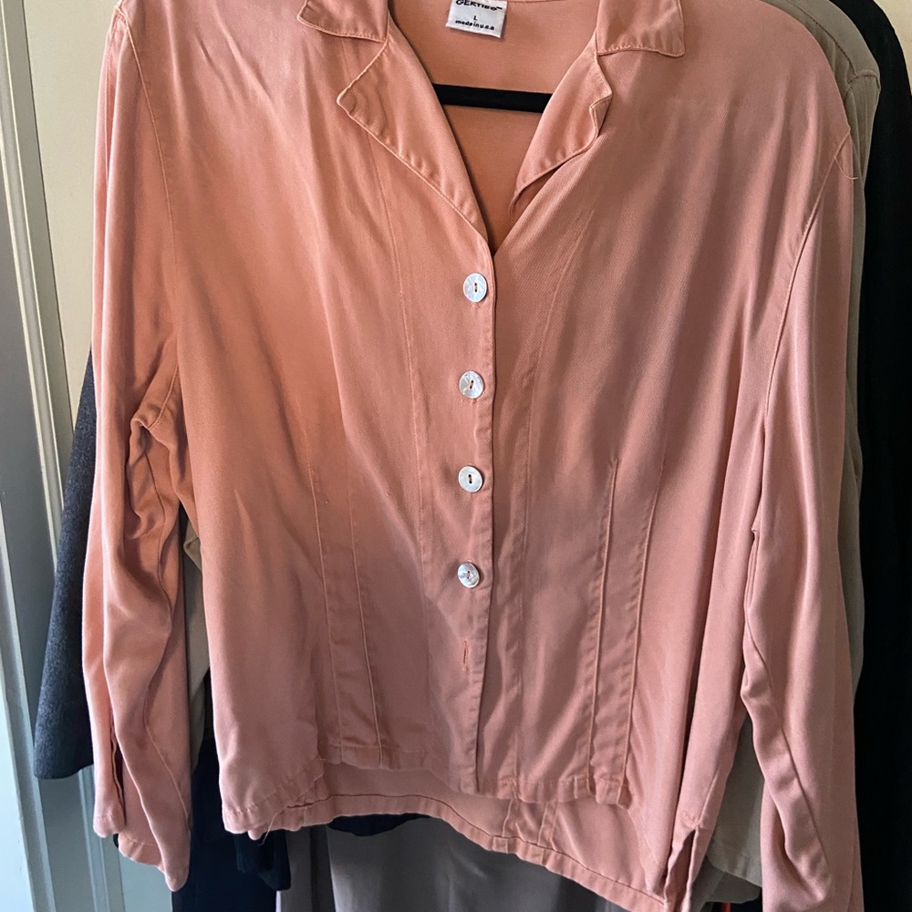 Gerties Women's Peach Melon 100% Lyocell/Tencel Lagenlook Box Jacket Sz L